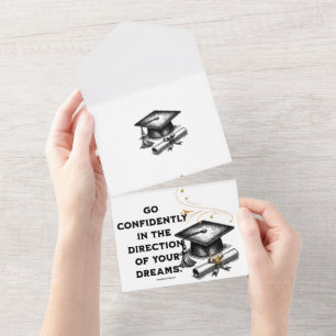 Vintage Minimalistische Retro Graduation Cap Motiv All In One Einladung