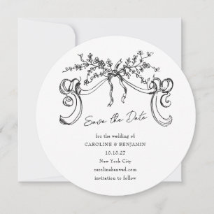 Vintage Minimalistische romantische Schwarz-weiße Save The Date