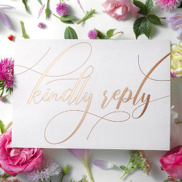 Vintage Minimalistische Rose Gold Wedding QR Code  Folien Feiertagskarte