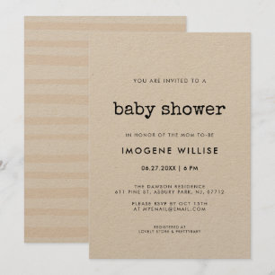 Vintage minimalistische Schreibmaschine Baby-Party Einladung
