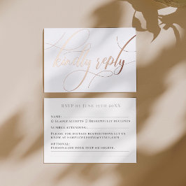Vintage Minimalistische White and Rose Gold RSVP-K Folien Feiertagskarte