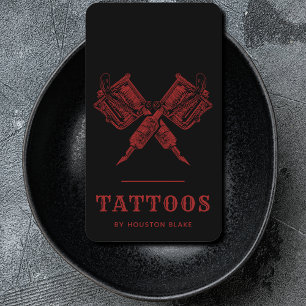 Vintage-Minimalistischer roter und schwarzer Tatto Visitenkarte