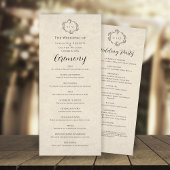 Vintage-Minimalistisches Hochzeitsprogramm Programm