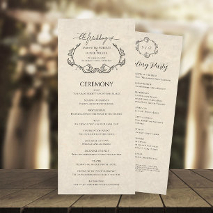 Vintage-Minimalistisches Hochzeitsprogramm Programm