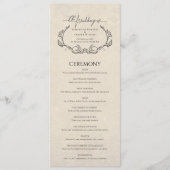 Vintage-Minimalistisches Hochzeitsprogramm Programm (Vorderseite)