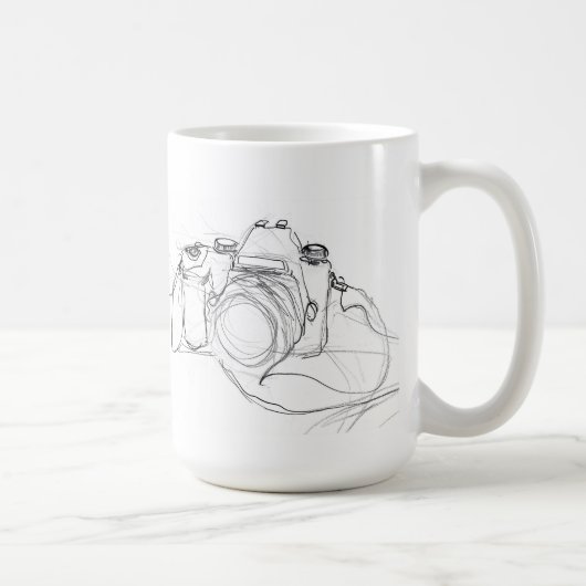Vintage Minimalkamera-Skizze Kaffeetasse (Rechts)