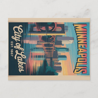 Vintage Minneapolis Minnesota Retro-Reiseposter Feiertagspostkarte