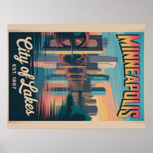 Vintage Minneapolis Minnesota Retro-Reiseposter Poster