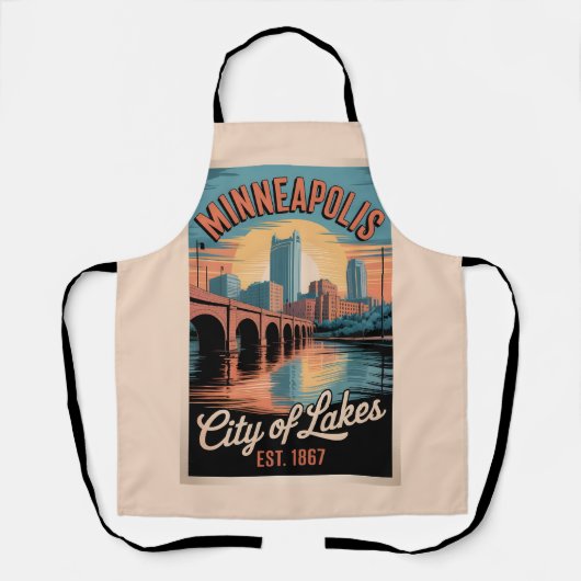 Vintage Minneapolis Minnesota Retro Travel Poster  Schürze (Vorderseite)