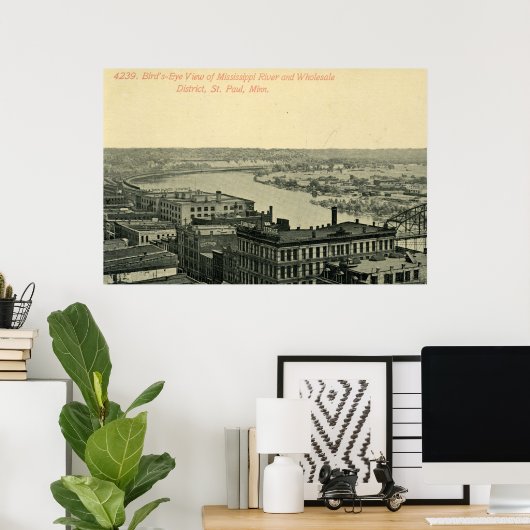 Vintage Minneapolis Minnesota River Skyline Poster (Heimbüro)