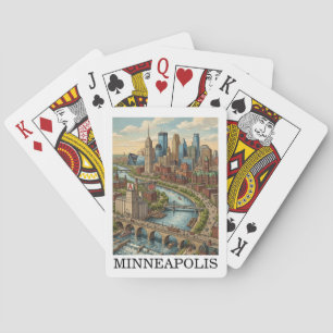 Vintage Minneapolis Minnesota Skyline Ansicht Spielkarten