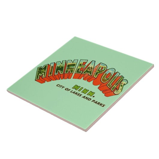 Vintage Minneapolis Postcard Tile Fliese (Seite)