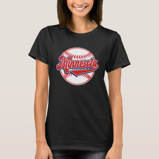 Vintage Minnesota Cityscape Baseball Player and F T-Shirt