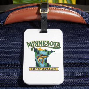 Vintage-Minnesota-Karte Land der 10000 Seen Gepäckanhänger