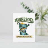 Vintage Minnesota Land of 10000 Lakes Map Postkarte (Stehend Vorderseite)