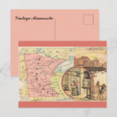 Vintage Minnesota Map Postkarte (Vorne/Hinten)