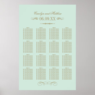 Vintage-Mint Antike Hochzeitssitzordnung Poster