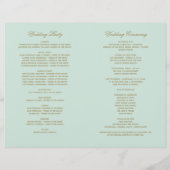 Vintage Mint Antique-Hochzeitsprogramme Geblüht (Rückseite)