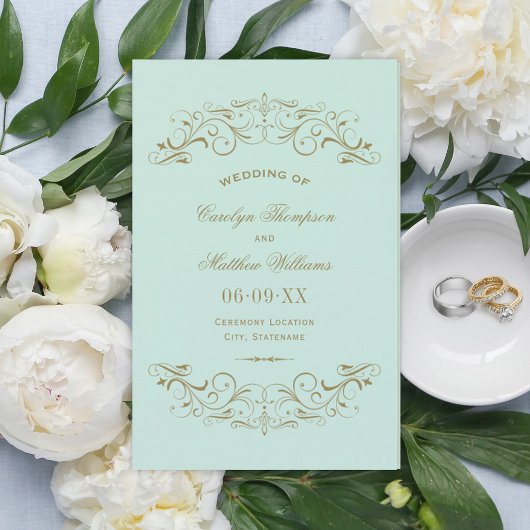 Vintage Mint Antique-Hochzeitsprogramme Geblüht