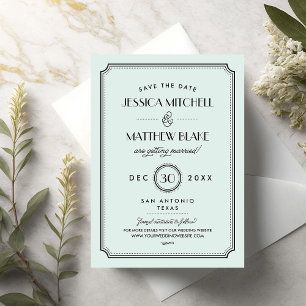 Vintage-Mint-Art-Deco-Save-the-Date Magnetkarte
