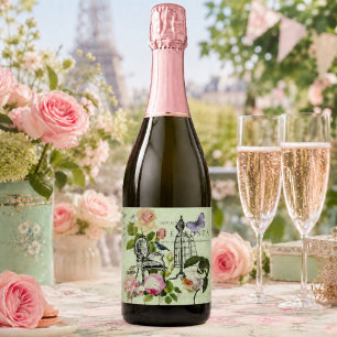Vintage-Mint-französische-rosafarbene Rose Paris-P Schaumweinetikett