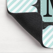 Vintage Mint Green Stripes Pattern Black Monogram Mousepad (Ecke)