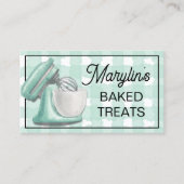 Vintage Mint Mixer | Gingham Check Bakery Visitenkarte (Vorderseite)