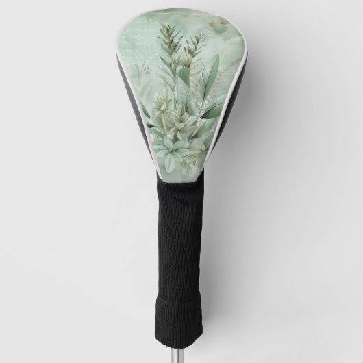Vintage-Mintgrün-Botanik-Blumen (1) Golf Headcover (Vorderseite)