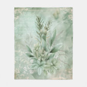 Vintage-Mintgrün Botanisch Floral (1) Fleecedecke (Vorderseite)