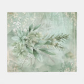 Vintage-Mintgrün Botanisch Floral (1) Fleecedecke (Vorderseite (Horizontal))