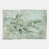 Vintage-Mintgrün Botanisch Floral (1) Geschirrtuch (Horizontal)