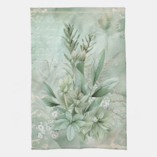 Vintage-Mintgrün Botanisch Floral (1) Geschirrtuch