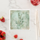Vintage-Mintgrün Botanisch Floral (1) Serviette (Beispiel)