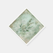 Vintage-Mintgrün Botanisch Floral (1) Serviette (Ecke)