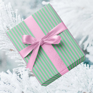Vintage Mintgrün Pink Stripe Weihnachten Geschenkpapier