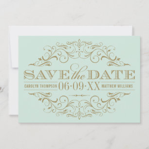 Vintage Minze Antike Blüh Hochzeit Save The Date