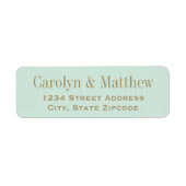 Vintage Minze Antique Gold Hochzeit Rücksendeadres (Vorne)