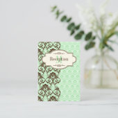 Vintage Minze, braune Scrolls Hochzeitskarte Begleitkarte (Stehend Vorderseite)