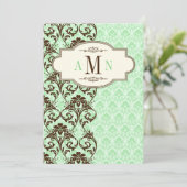 Vintage Minze, Brown verzeichnet Einladung (Stehend Vorderseite)