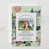 Vintage Minze Französisch Rosa Rose Paris Party Einladung (Vorderseite)