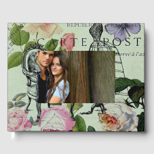 Vintage Minze Französisch Rosa Rose Paris Party Gästebuch