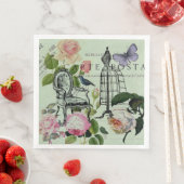 Vintage Minze Französisch Rosa Rose Paris Party Serviette (Beispiel)