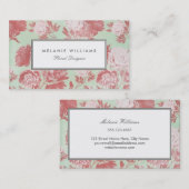 Vintage Minze Korallenpeonies Blumenkarten Visitenkarte (Vorne/Hinten)