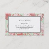 Vintage Minze Korallenpeonies Blumenkarten Visitenkarte (Rückseite)