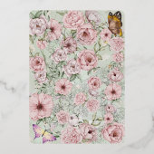 Vintage Minze Peony Wedding Foil Karte (Rückseite)