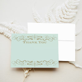 Vintage Minze und antikes Gold Blüh Hochzeit Dankeskarte