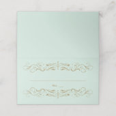 Vintage Minze und antikes Gold Blüh Hochzeit Platzkarte (Außenseite Aufgefaltet)