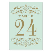 Vintage Minze und antikes Gold Blüh Hochzeit Tischnummer (Vorderseite)