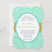 Vintage Minze Viktorianische Damaskus-Hochzeit Einladung (Vorderseite)