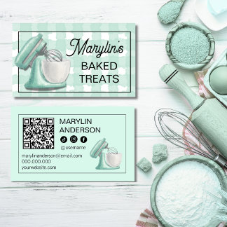 Vintage Minzmixer | Gingham-Karo-Bäckerei Visitenkarte